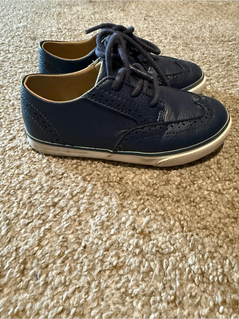 Janie and Jack Navy Leather Wingtip Sneakers